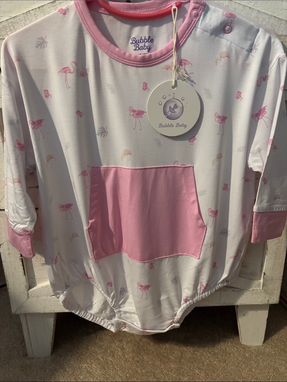 BUBBLE BABY Pink Flamingo Romper